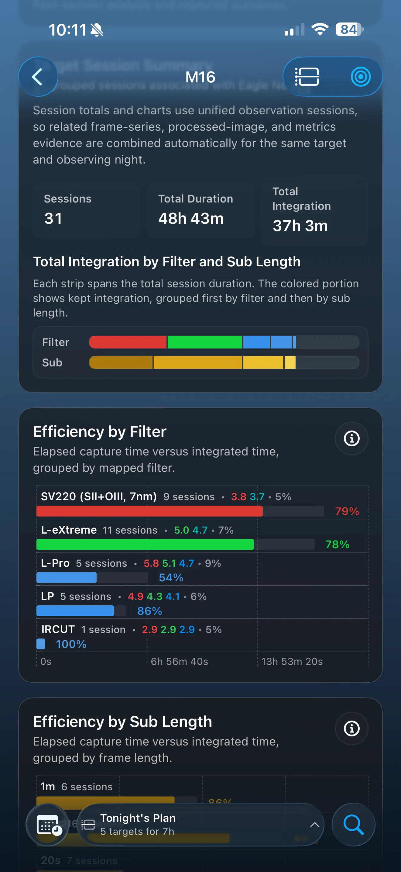 AstroGuide screen showing imported session and image review.
