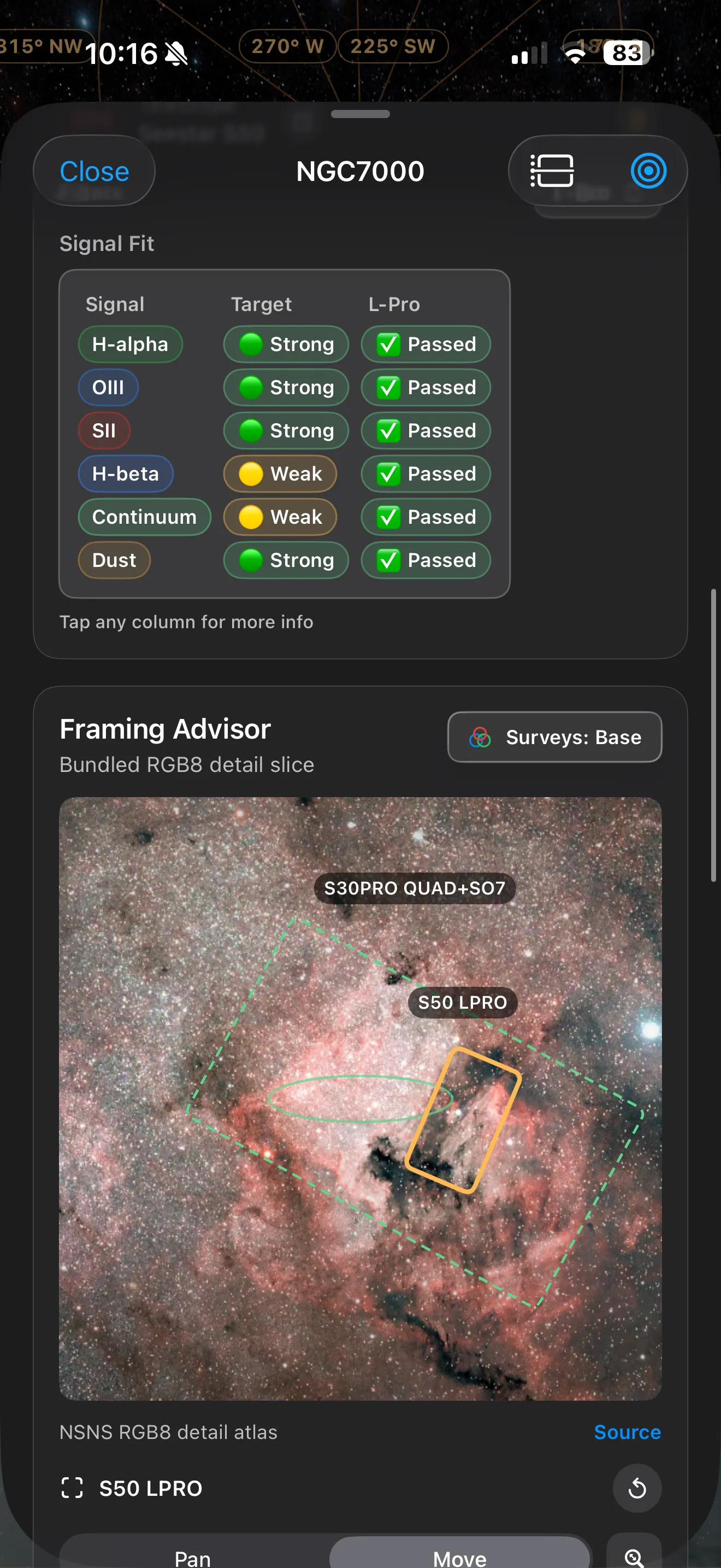 AstroGuide Capture Studio screen showing framing and filter planning.